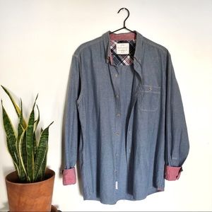 Weatherproof | denim button down with red details